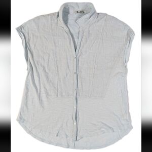 Lucky Brand Top Blue Women's Size XL Sheer Button Up Cotton Modal light